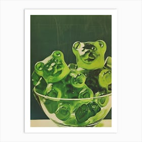 Green Gummy Bears Retro Food Illustration Inspired 2 Art Print