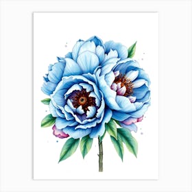 Blue Peonies 6 Art Print