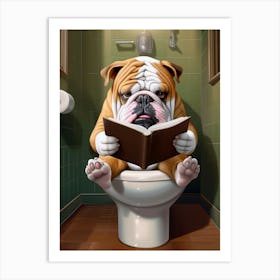 Kakalotz Realistic English Bulldog Reading Iphone On Toilet 3f8a5be6 C312 49e9 A6c0 B0f6f195b68d Art Print