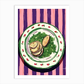 A Plate Of Figs, Top View Food Illustration 4 Art Print