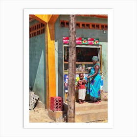 Woman And Child In A Market Art Print