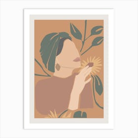 Portrait Of A Woman Boho Earth Colors Illustration 3 Art Print