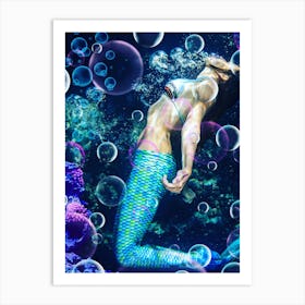 Mermaid In The Ocean Art Print