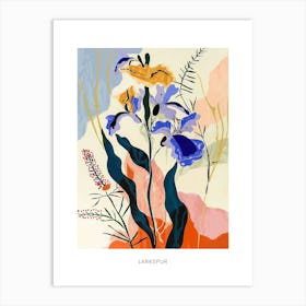 Colourful Flower Illustration Poster Larkspur 2 Art Print