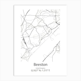 Beeston,United Kingdom Minimalist Map Art Print