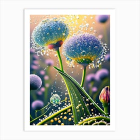 Water Droplets On Flowers Art Print