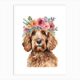 Cockapoo With Flower Crown Art Print