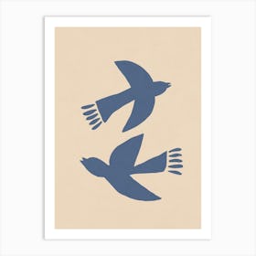 Birds Matisse Blue Art Print