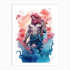  Watercolor Poseidon Watercolor Vintage Art 2 Art Print