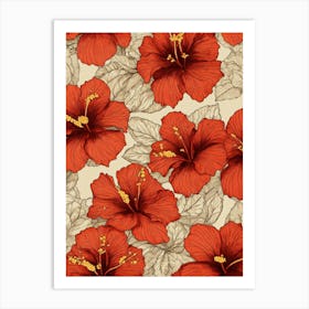 Red Hibiscus Flower Art Print