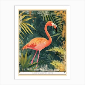 Greater Flamingo Ria Celestun Biosphere Reserve Tropical Illustration 2 Poster Art Print