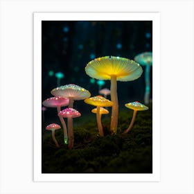 Colorful Mushrooms In The Forest 1 Art Print