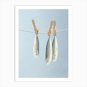 Sardines Laundry Art Print