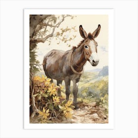 Storybook Animal Watercolour Donkey 2 Art Print