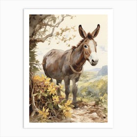 Storybook Animal Watercolour Donkey 2 Poster