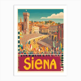 Aihrgdesign A 1970s Inspired Travel Poster For Siena Depictin 863f26b3 E7c5 4743 B649 1c708a08c870 0 Art Print