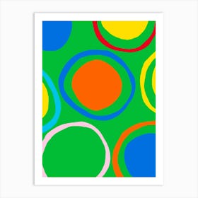 Circles On A Green Background Art Print