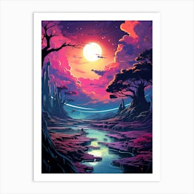 Landscape In The Night Sky Art Print