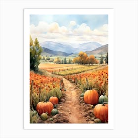 Pumpkin Patch, Watercolour 9 Art Print