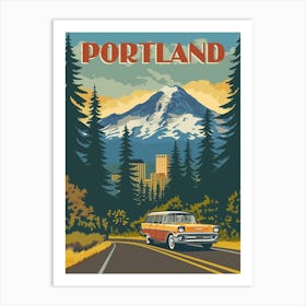 Portland, Oregon Vintage Travel Poster Art Print