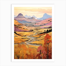 Autumn National Park Painting Glacier National Park Montana Usa 3 Art Print