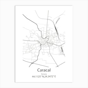 Caracal,Romania Minimalist Map Affiche