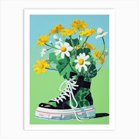 Floral Fusion: Blooms on Trendy Sneakers Art Print