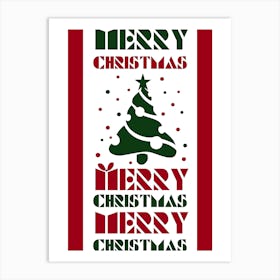 Red and Green Merry Christmas Art Print