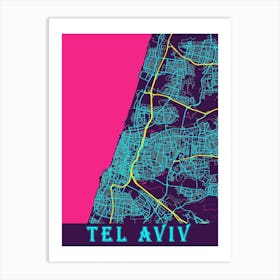 Tel Aviv Map Poster 1 Art Print