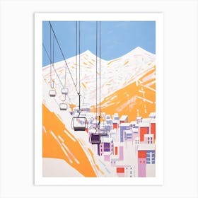 Val D Isere   France, Ski Resort Pastel Colours Illustration 1 Art Print