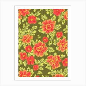 Cypress Repeat Retro Flower Art Print