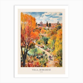 Autumn City Park Painting Villa Borghese Gardens Rome 1 Poster Art Print