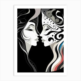 Harmony And Discord Abstract Black And White 1 Art Print