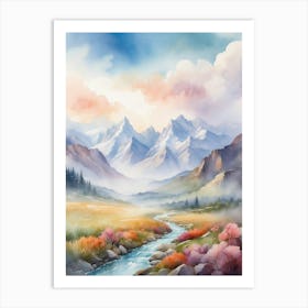 Watercolor Landscape Painting 3 Art Print