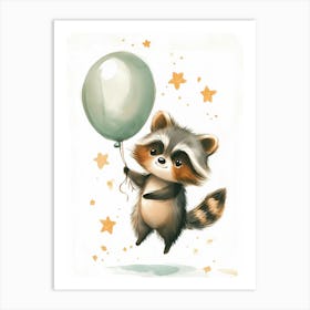 Raccoon With Balloon Art Print