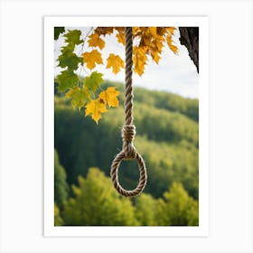 A Rope That Is Attached To A Tree Art Print