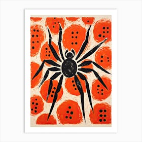 Spider, Woodblock Animal  Drawing 2 Art Print