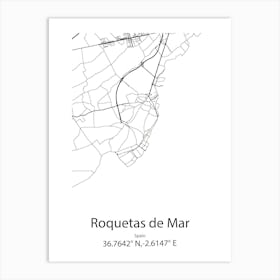 Roquetas De Mar,Spain Minimalist Map Art Print