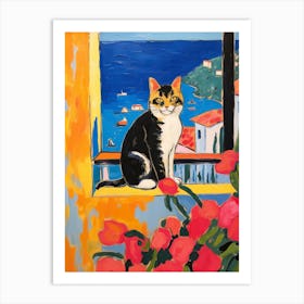 Painting Of A Cat In Ravello Italy 1 Art Print