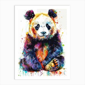 Panda Colourful Watercolour 3 Art Print