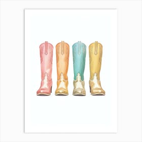 Cowgirl Boots Pastel 1 Art Print