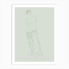 Venus de Milo Line Drawing - Green Art Print