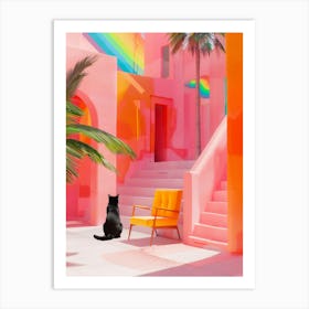 Cat In A Colorful House Art Print