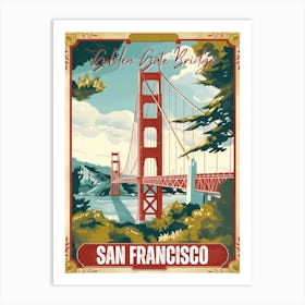 Golden Gate Bridge Vintage Poster Art Print