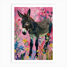 Floral Animal Painting Donkey 4 Art Print