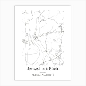 Breisach Am Rhein,Germany Minimalist Map Art Print