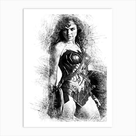 Wonder Woman Gal Gadot Drawing Art Print