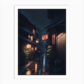 Rainy Night In Japan Art Print