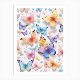 Watercolor Butterflies Art Print