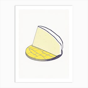 Tomme De Chèvre Cheese Dairy Food Minimal Line Drawing Art Print